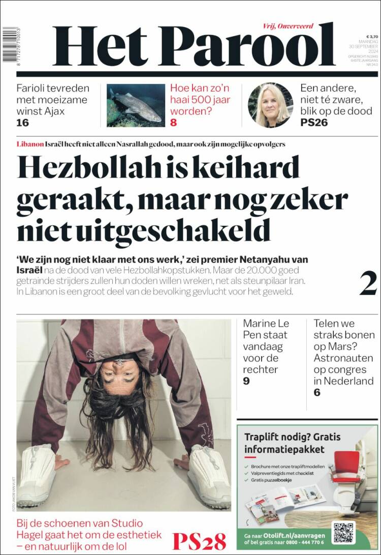 Portada de Het Parool (Pa&iacute;ses Bajos)