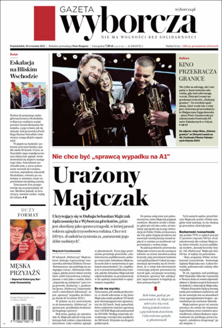 Portada de Gazeta Wyborcza (Polonia)