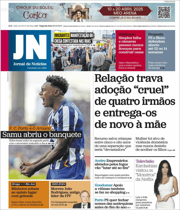 Portada de Jornal de Notícias (Portugal)