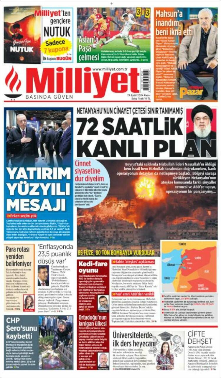Portada de Milliyet (Turqu&iacute;a)