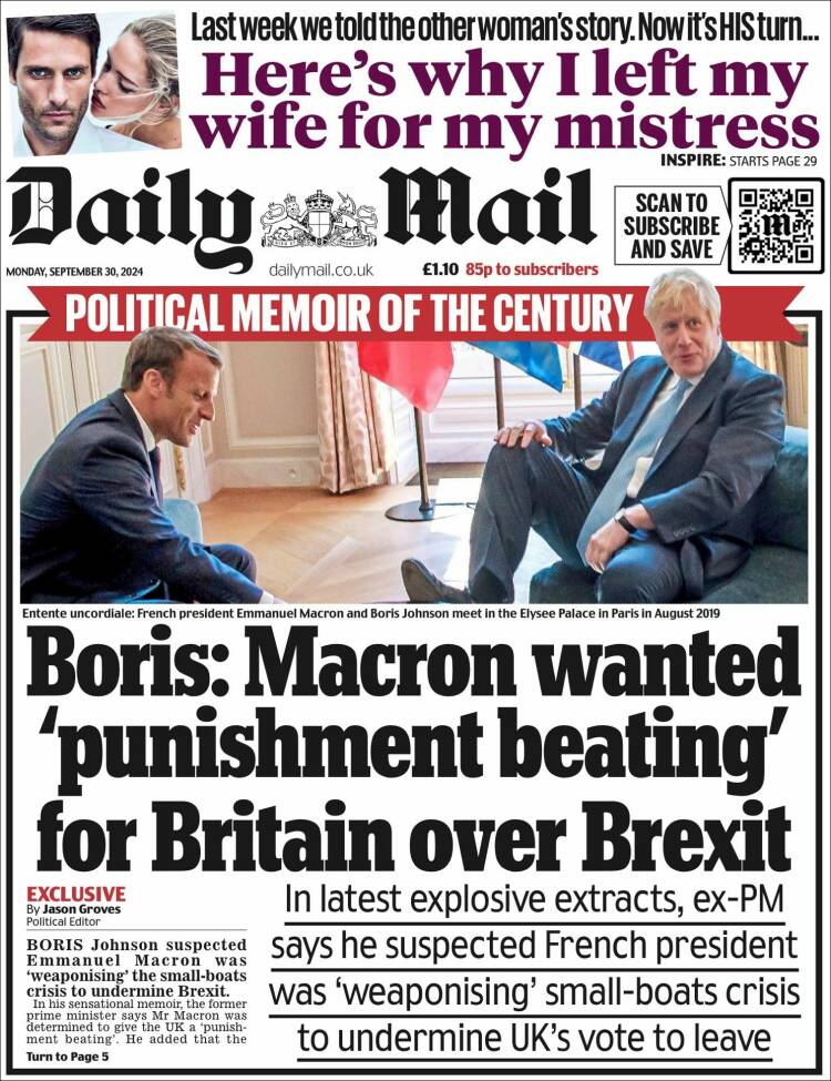 Portada de Daily Mail (Reino Unido)