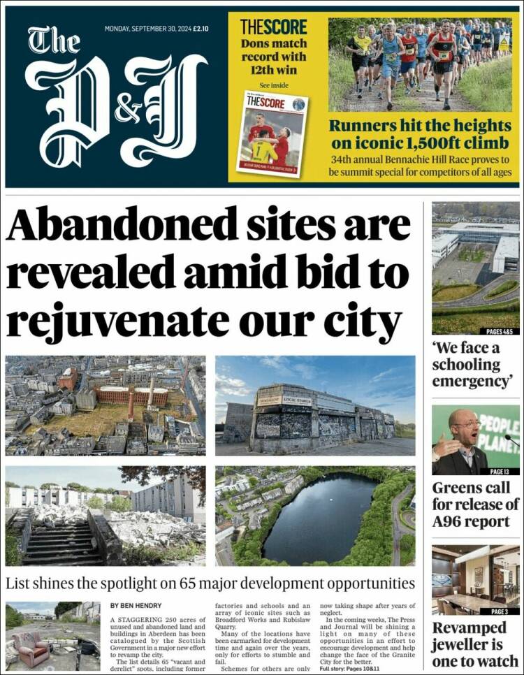 Portada de The Press and Journal (Reino Unido)