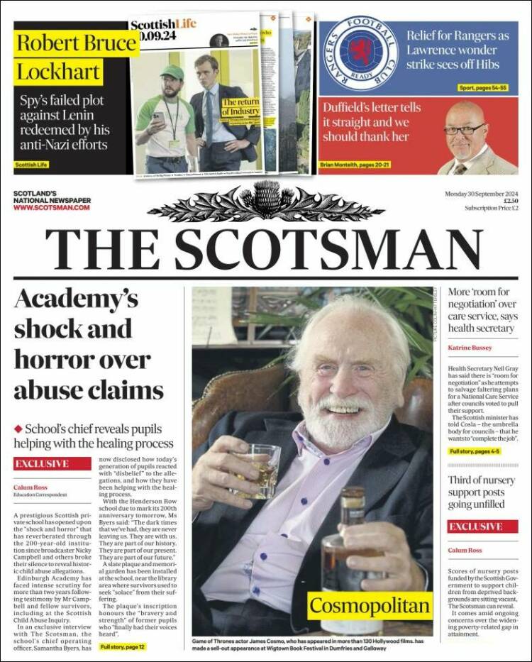Portada de The Scotsman (Reino Unido)