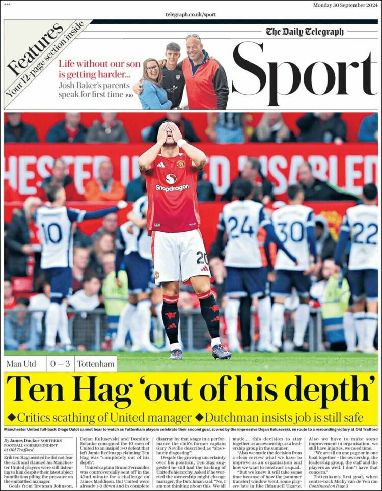 Portada de Telegraph Sport (Reino Unido)