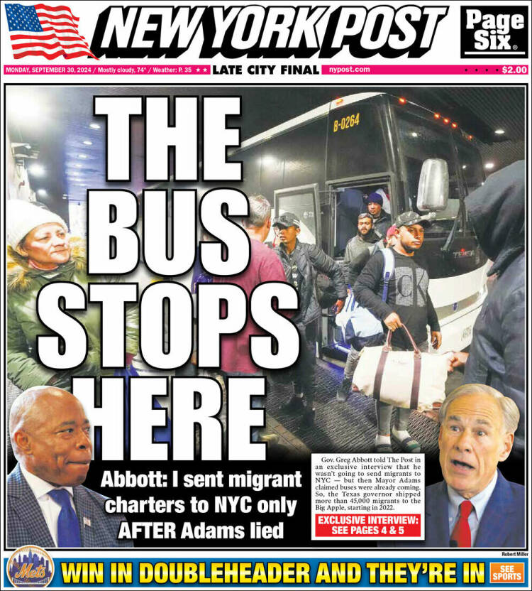Portada de New York Post (USA)