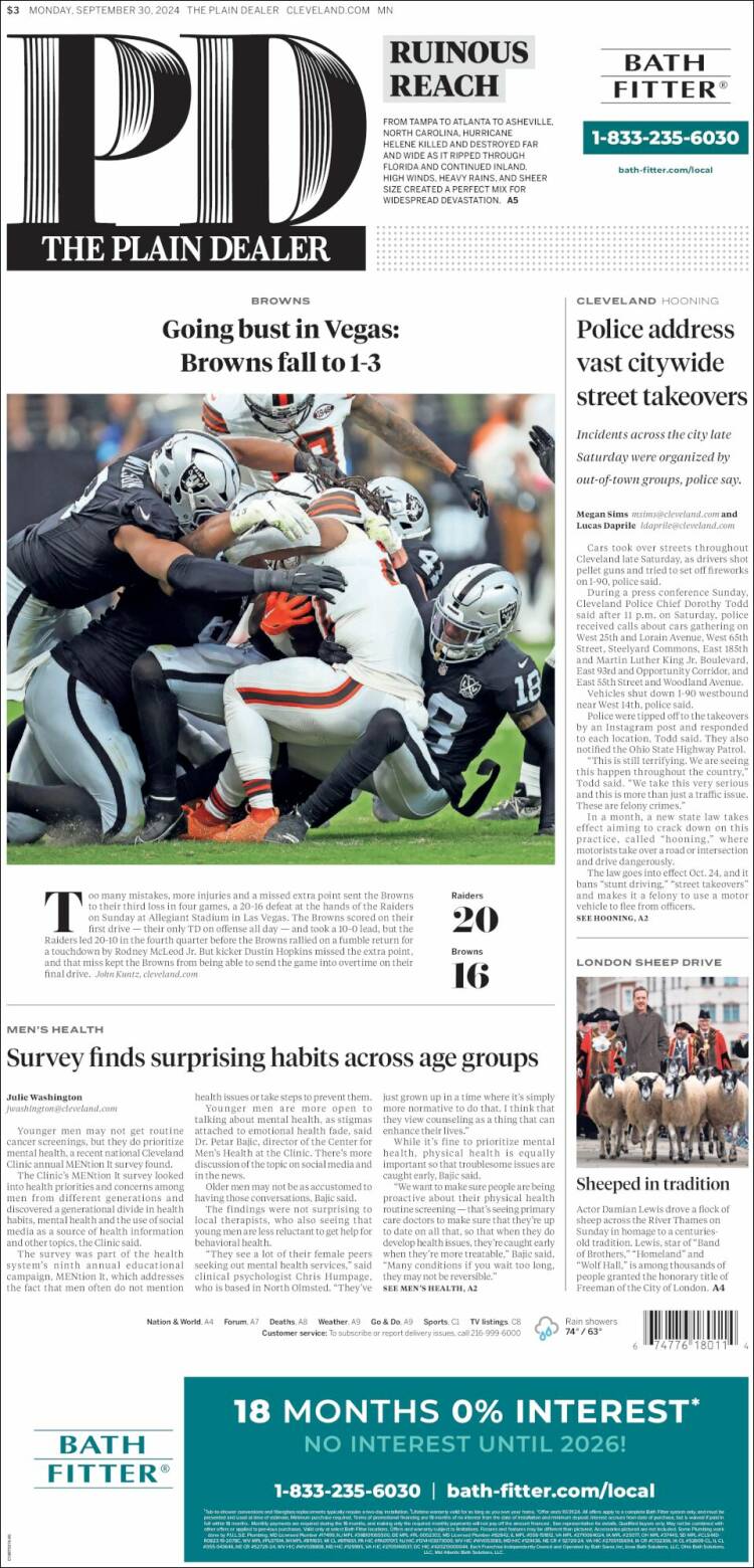 Portada de The Plain Dealer (USA)