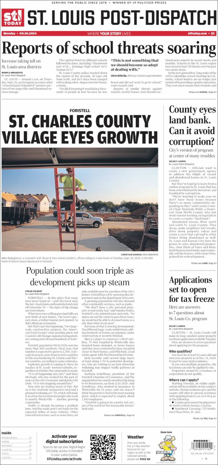 Portada de St. Louis Post-Dispatch (USA)
