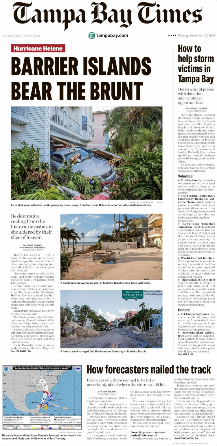 Portada de Tampa Bay Times (USA)