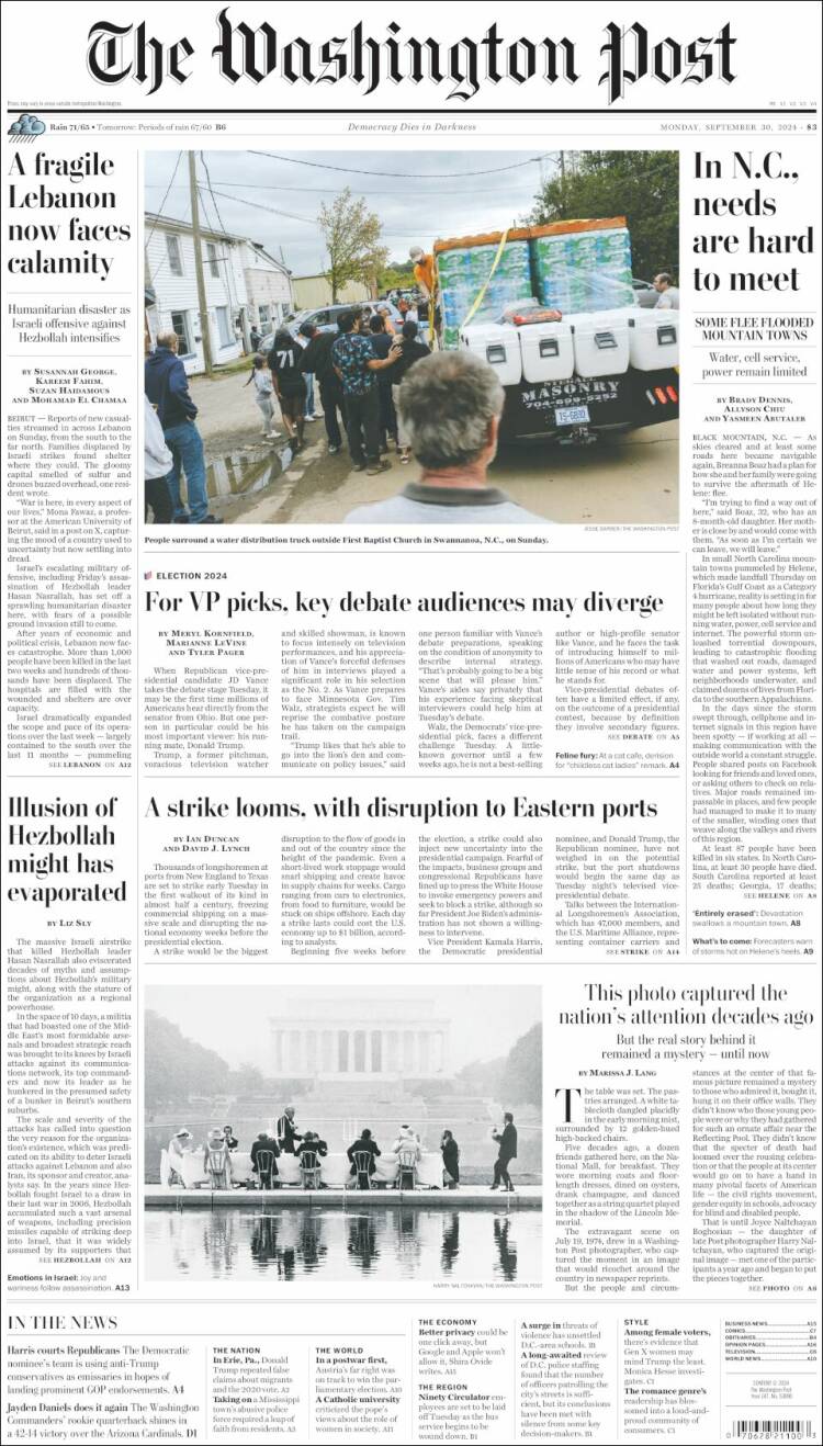 Portada de The Washington Post (USA)