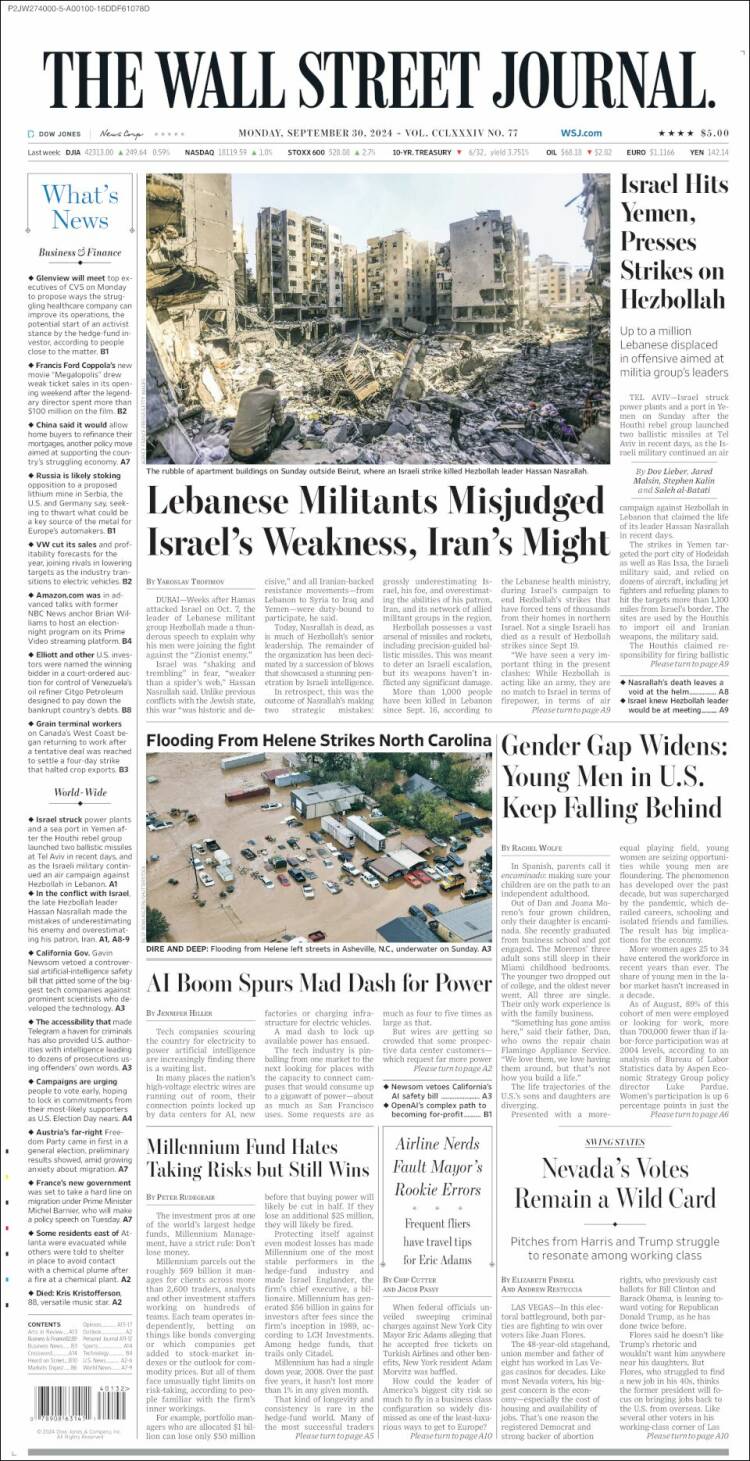 Portada de Wall Street Journal (USA)