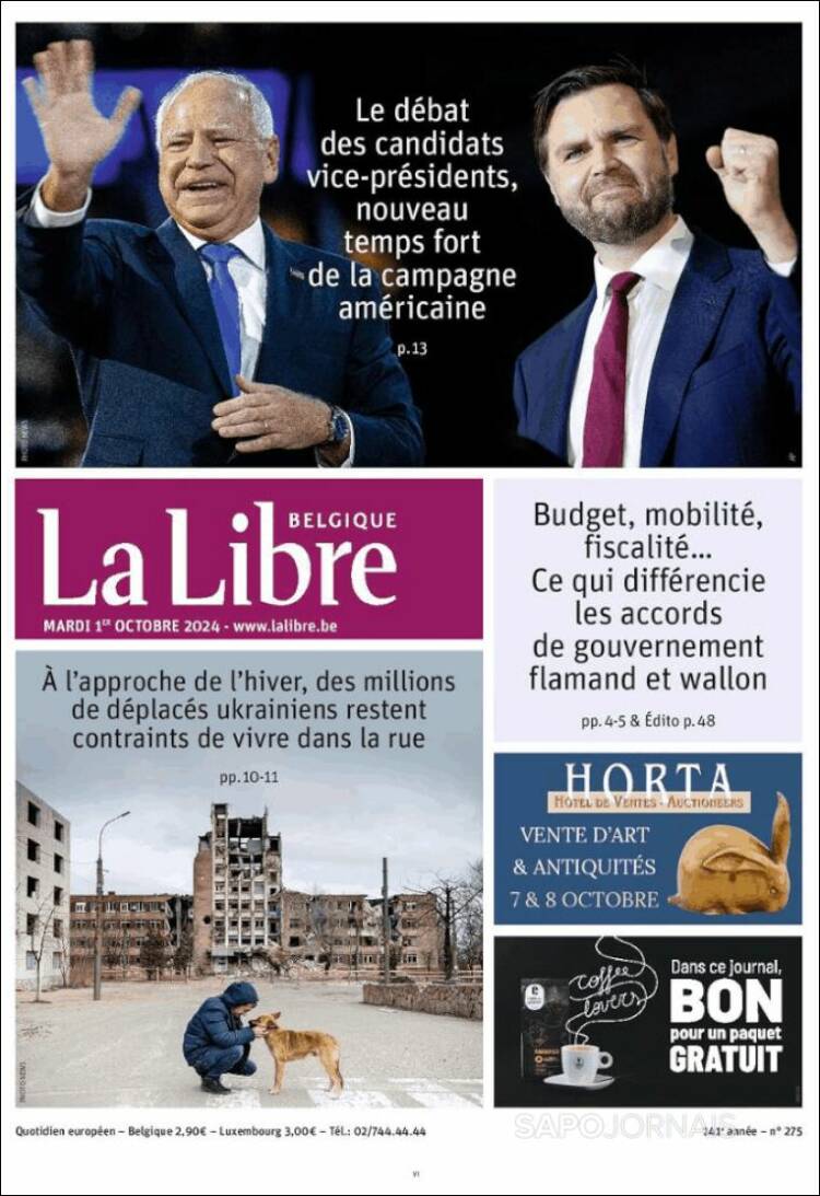 Portada de La Libre.be (B&eacute;lgica)