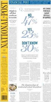 Portada de The National Post (Canadá)