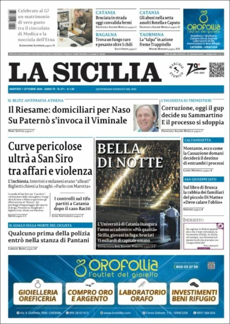 Portada de La Sicilia (Italia)