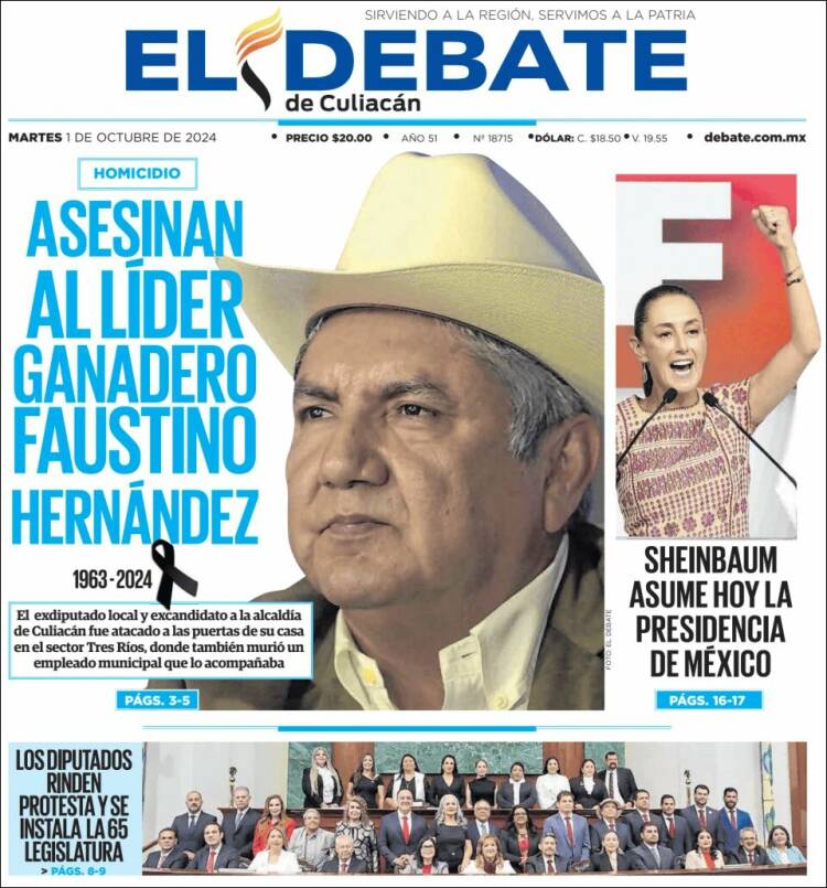 Portada de El Debate de Culiacán (México)