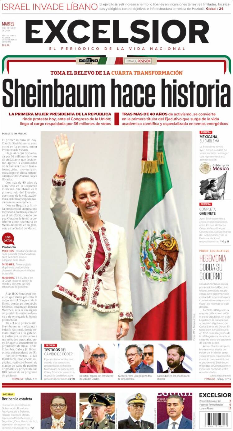 Portada de Excelsior (México)