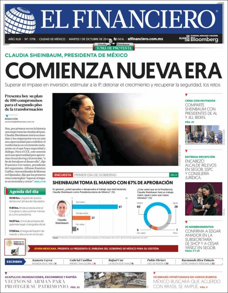 Portada de El Financiero (México)