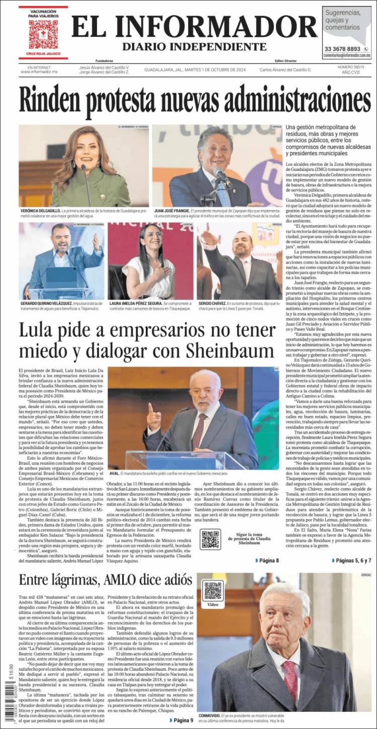 Portada de El Informador (México)