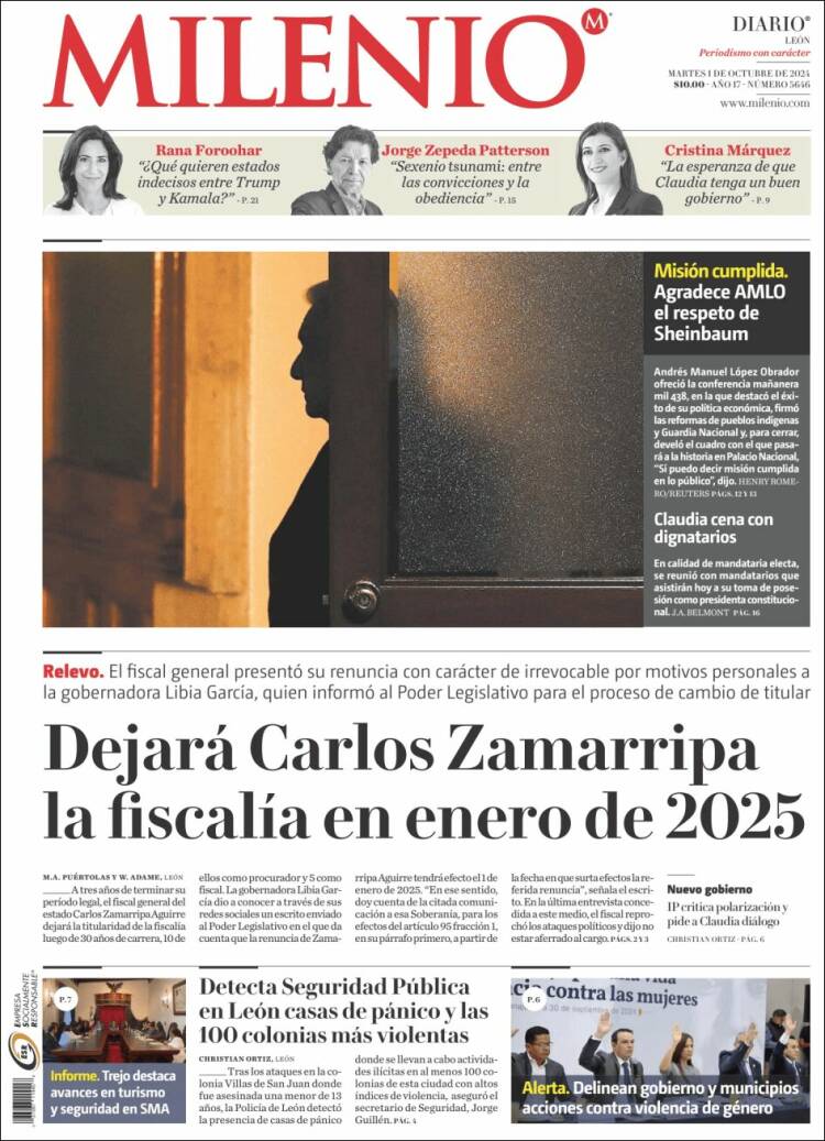 Portada de Milenio de León (México)