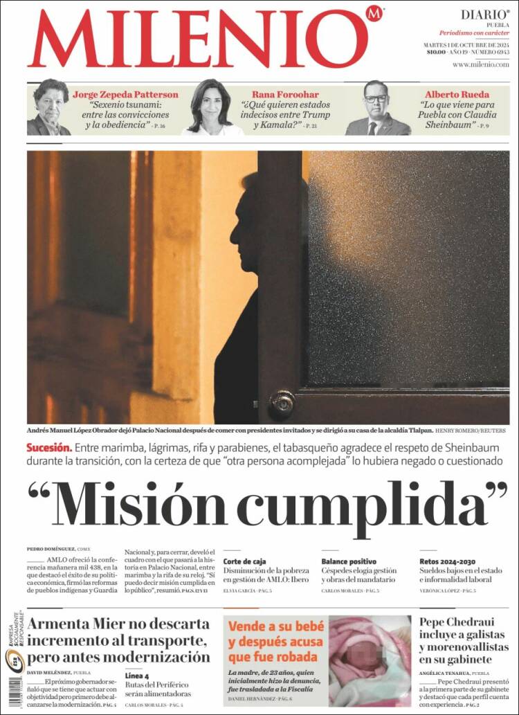 Portada de Milenio de Puebla (México)
