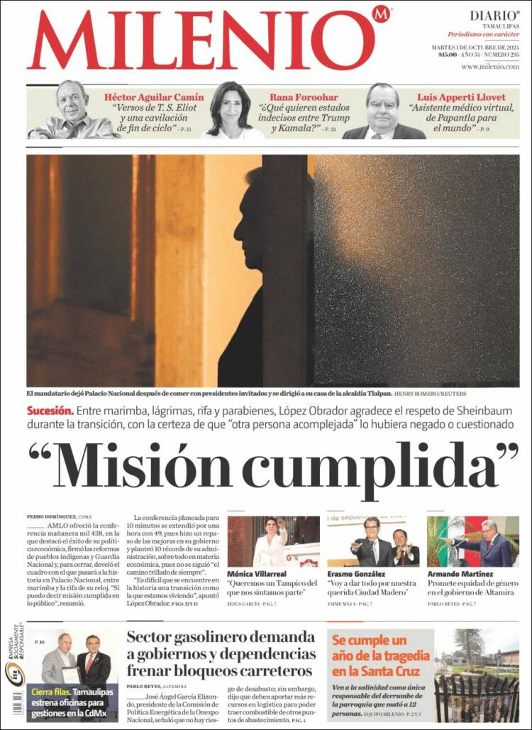 Portada de Milenio - Tamaulipas (México)