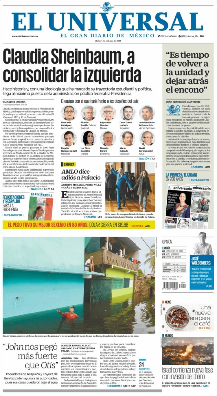 Portada de El Universal (México)