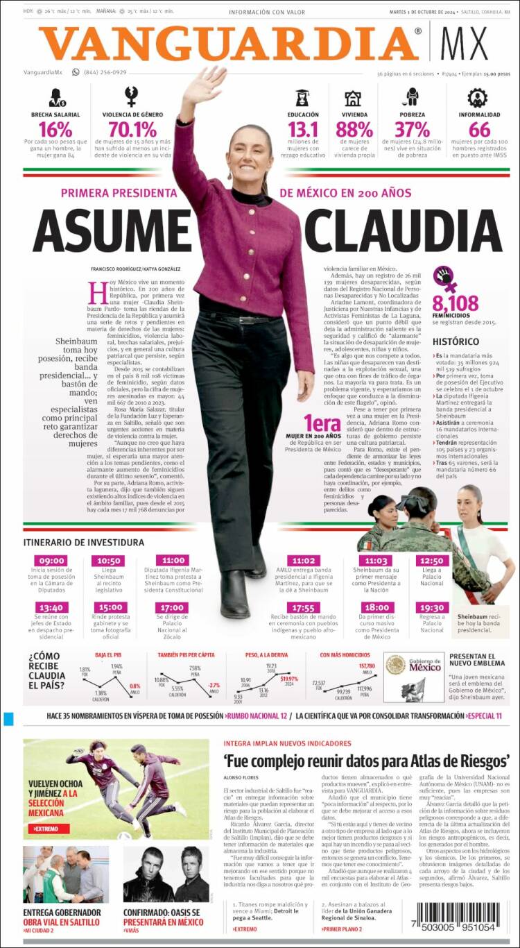 Portada de Vanguardia (México)