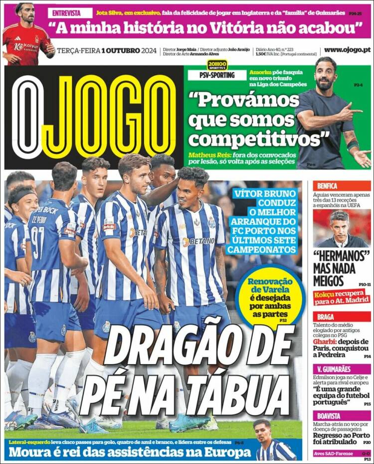 Portada de O Jogo (Portugal)
