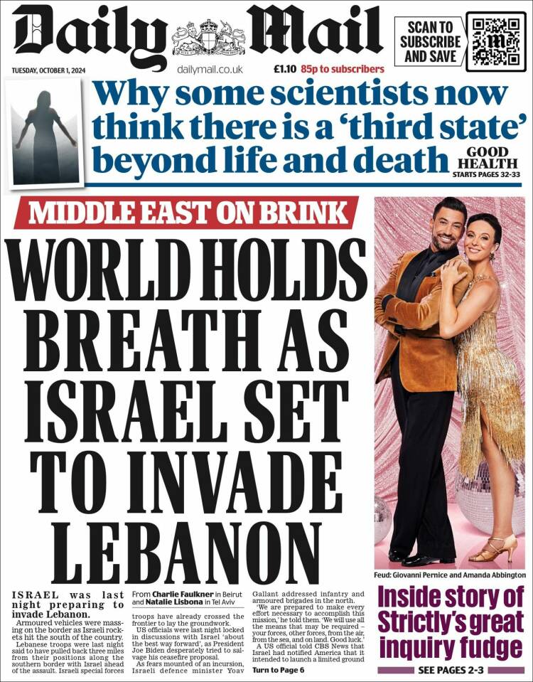 Portada de Daily Mail (Reino Unido)
