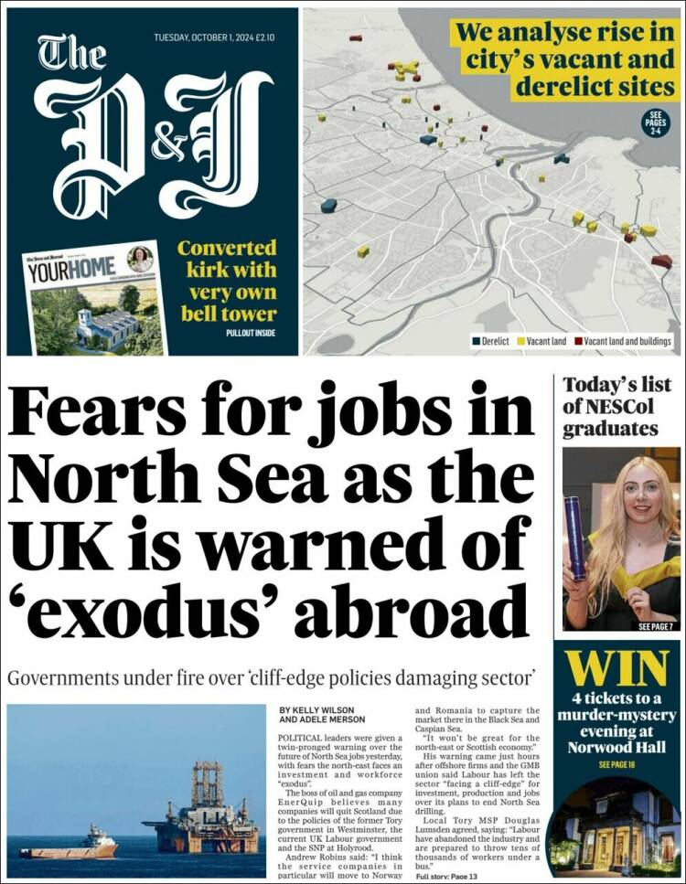 Portada de The Press and Journal (Reino Unido)