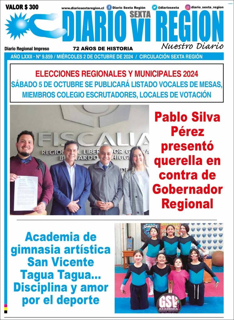 Portada de Diario VI Región (Chile)
