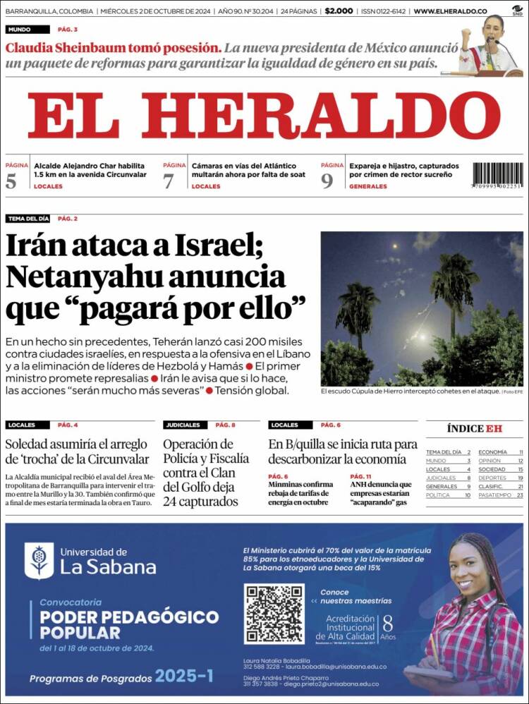 Portada de El Heraldo (Colombia)