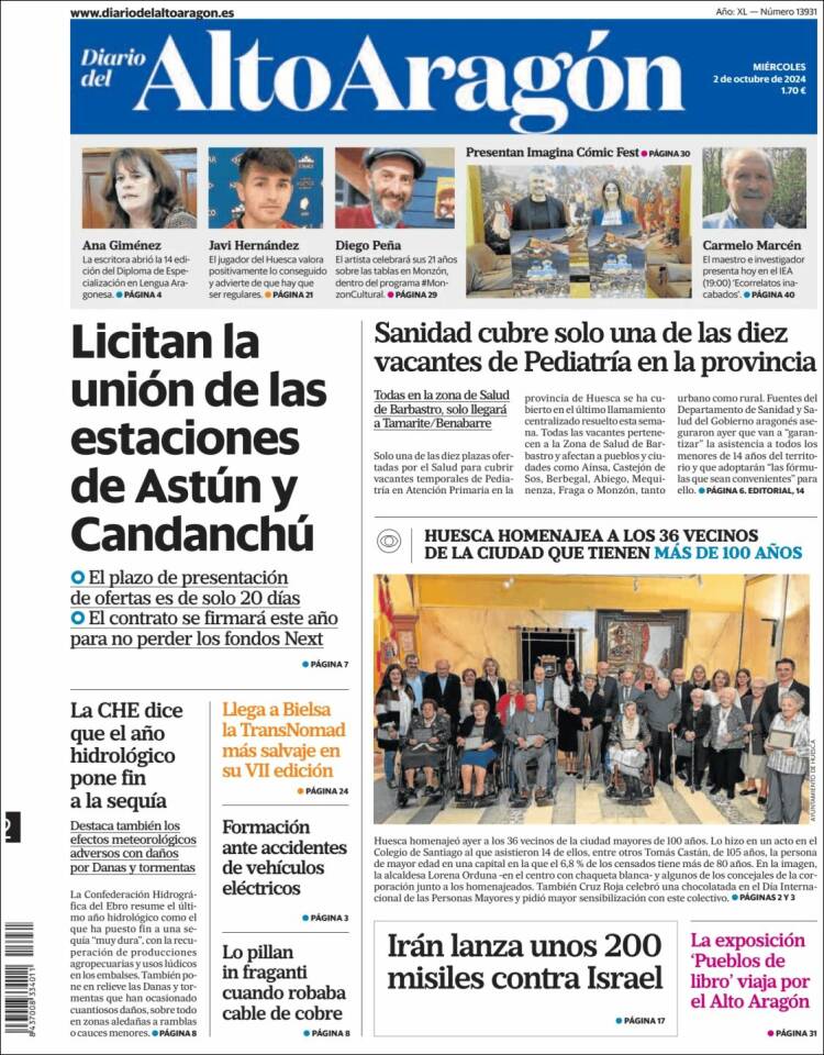 Portada de Diario del AltoAragón (España)