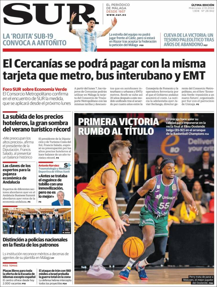 Portada de Diario el Sur (España)