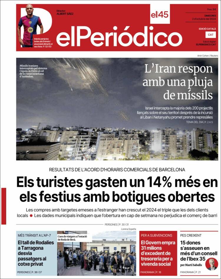 Portada de El Periódico de Catalunya (España)