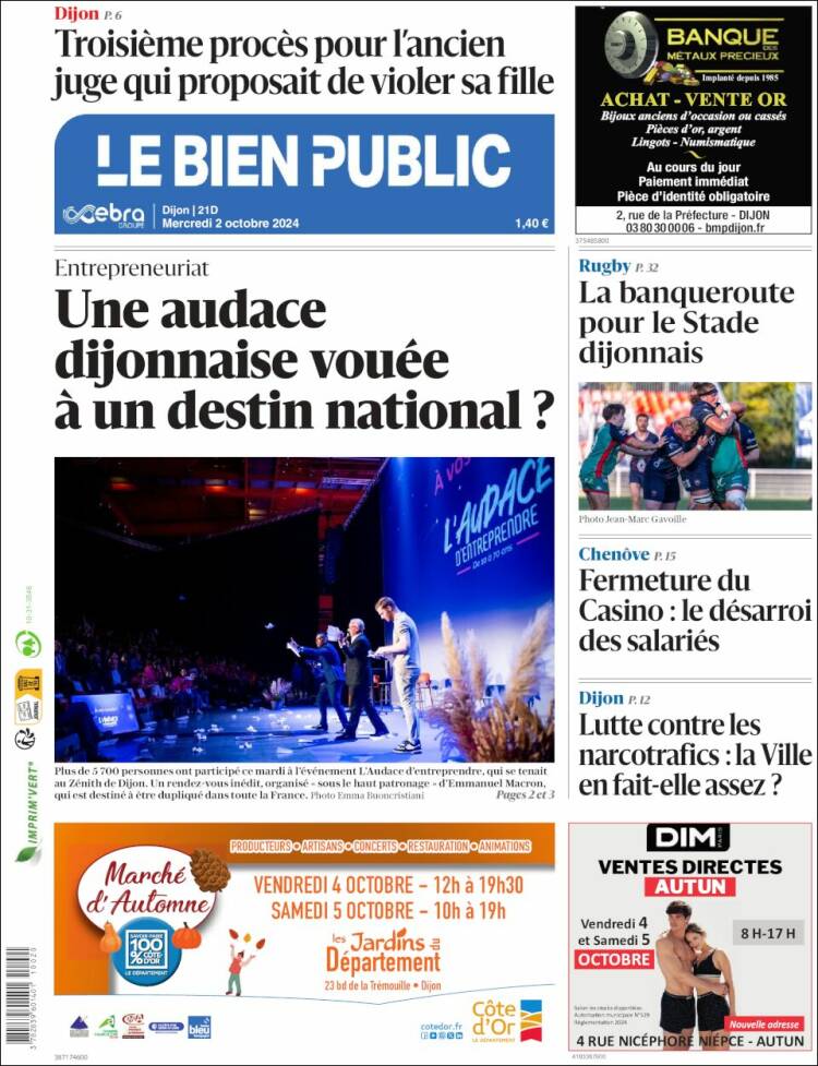 Portada de Le Bien Public (Francia)