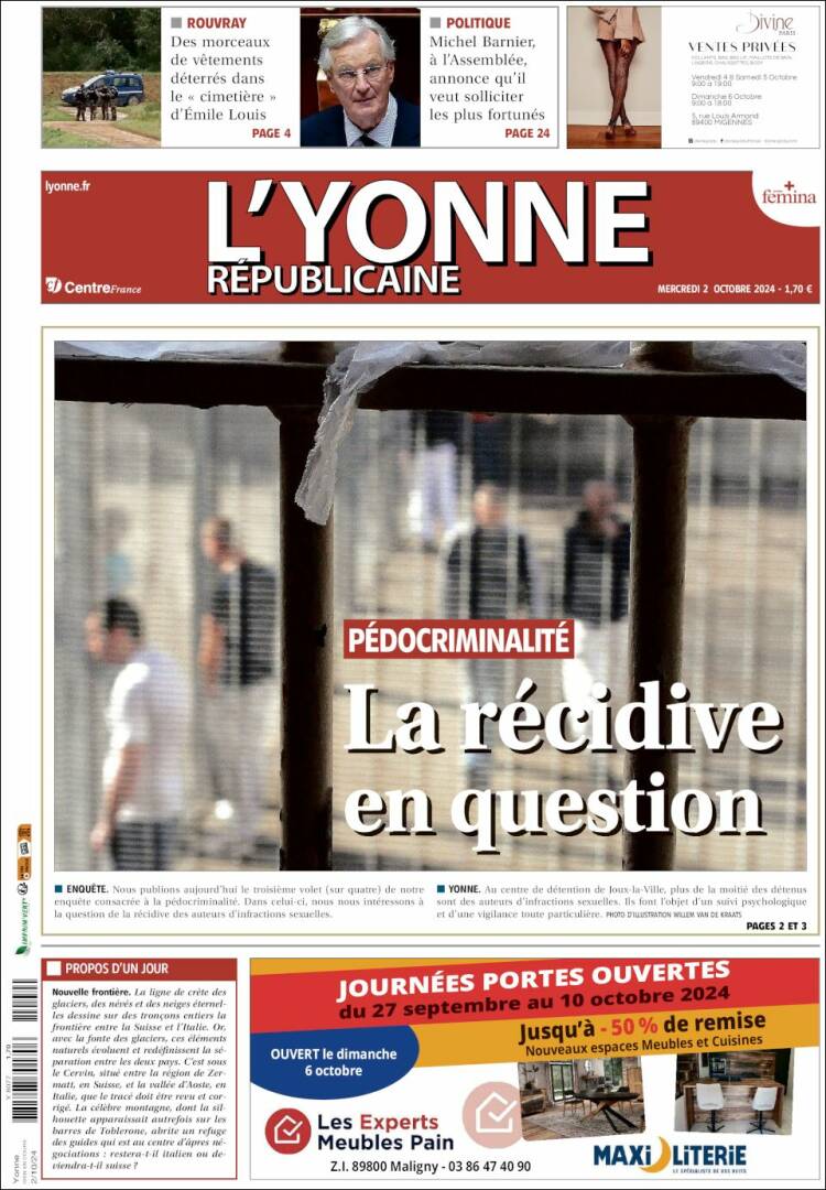 Portada de L'Yonne-Républicaine (Francia)