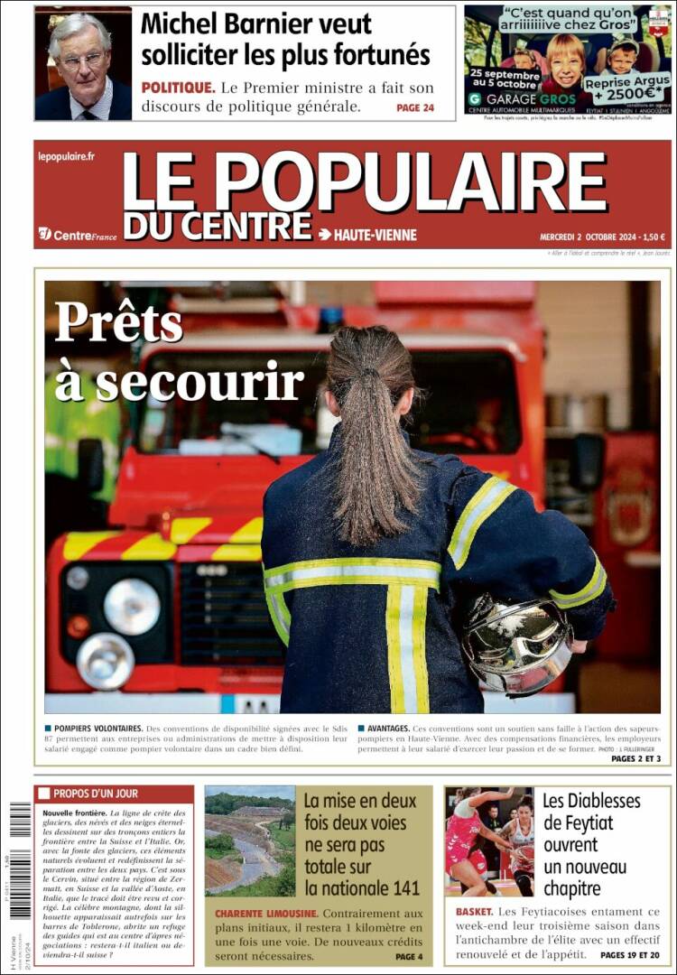 Portada de Le Populaire du Centre (Francia)