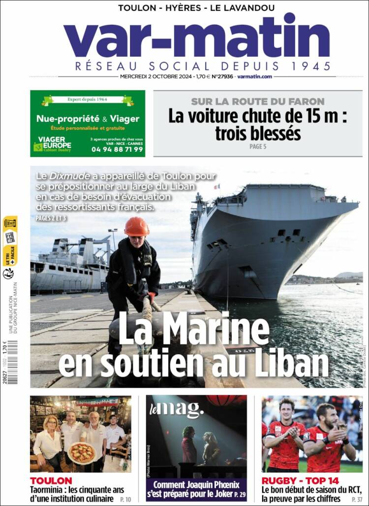 Portada de Var-Matin (Francia)