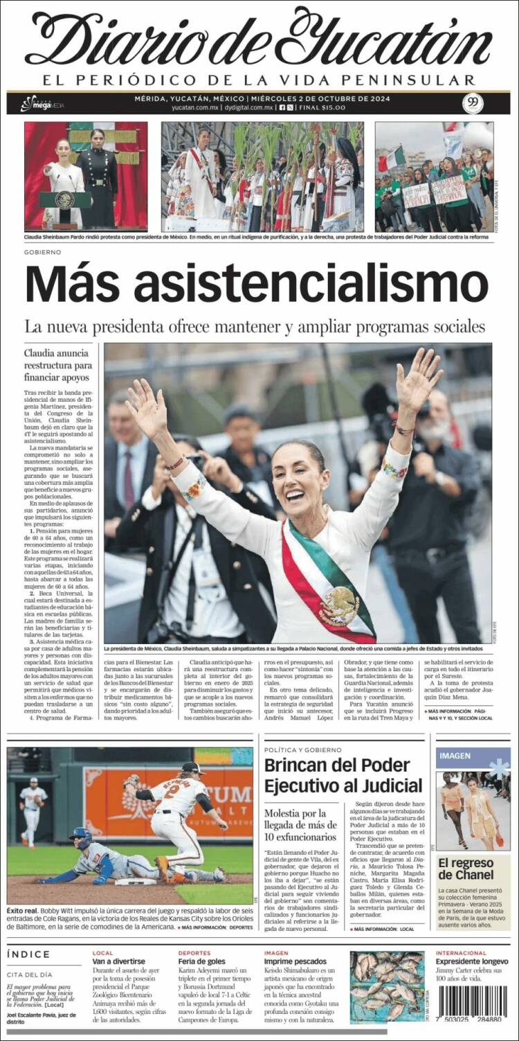 Portada de Diario de Yucatán (México)