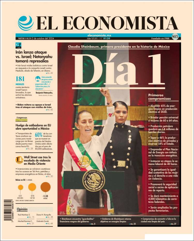 Portada de El Economista (México)