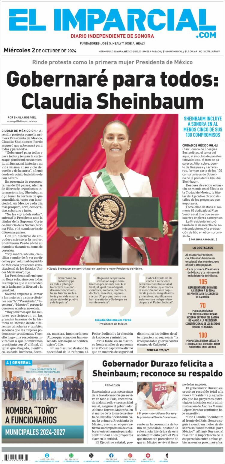 Portada de El Imparcial (México)