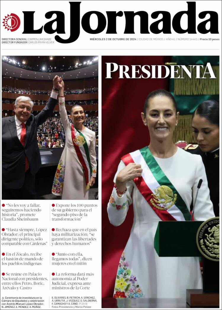 Portada de La Jornada (México)