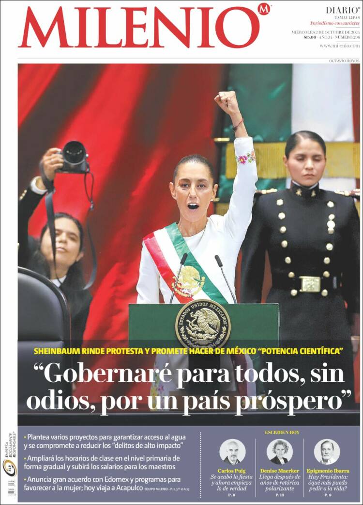 Portada de Milenio - Tamaulipas (México)