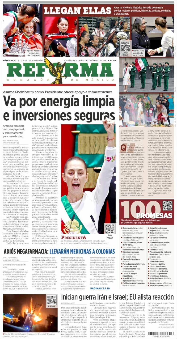 Portada de Reforma (México)