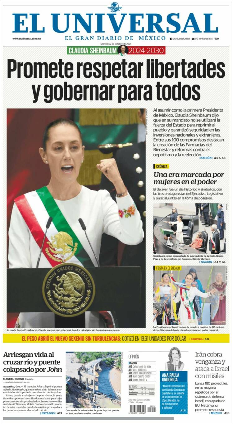 Portada de El Universal (México)