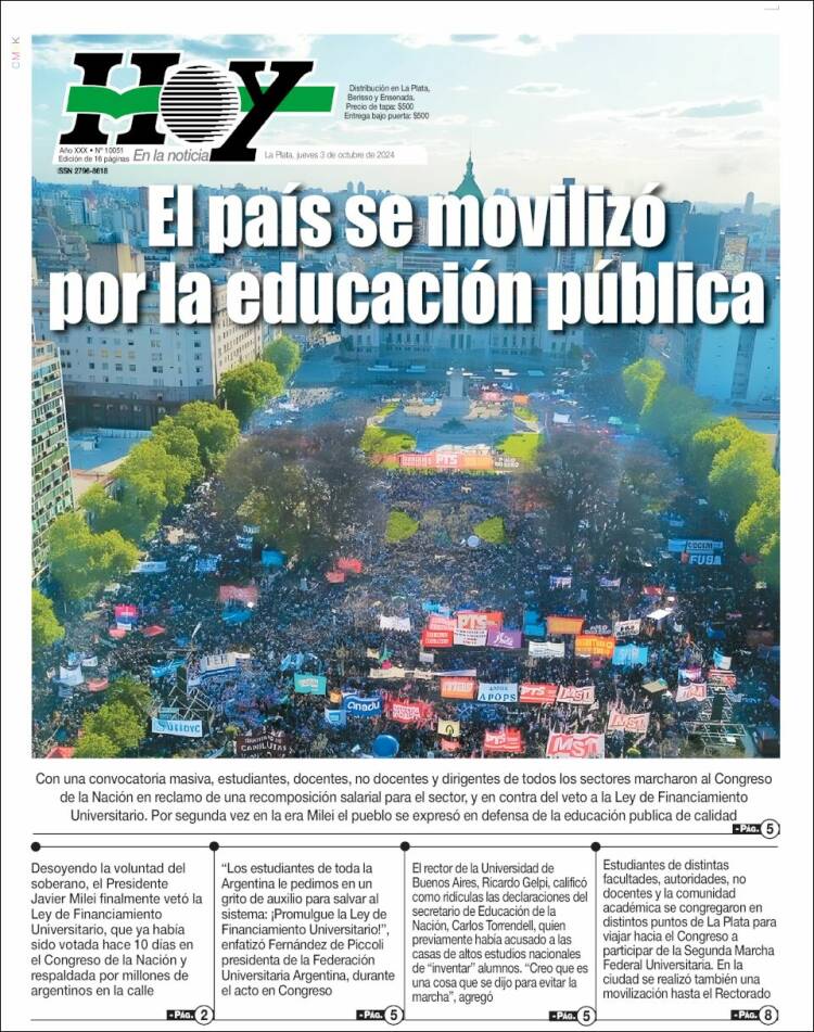 Portada de Diario Hoy (Argentina)