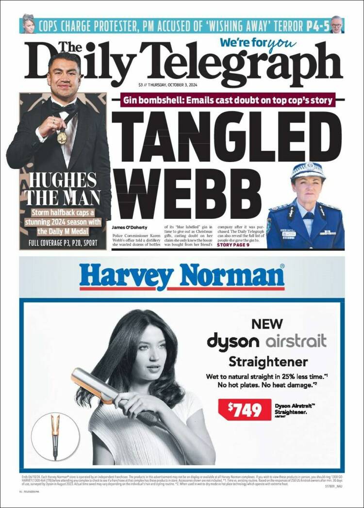 Portada de The Daily Telegraph (Australia)