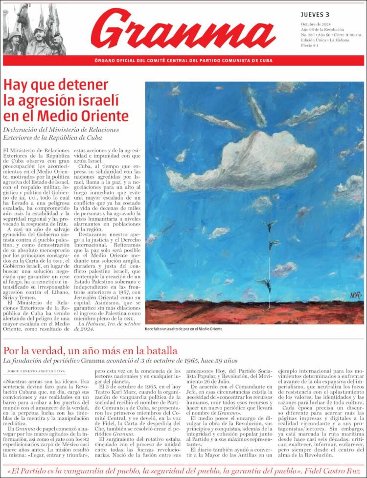 Portada de Granma (Cuba)