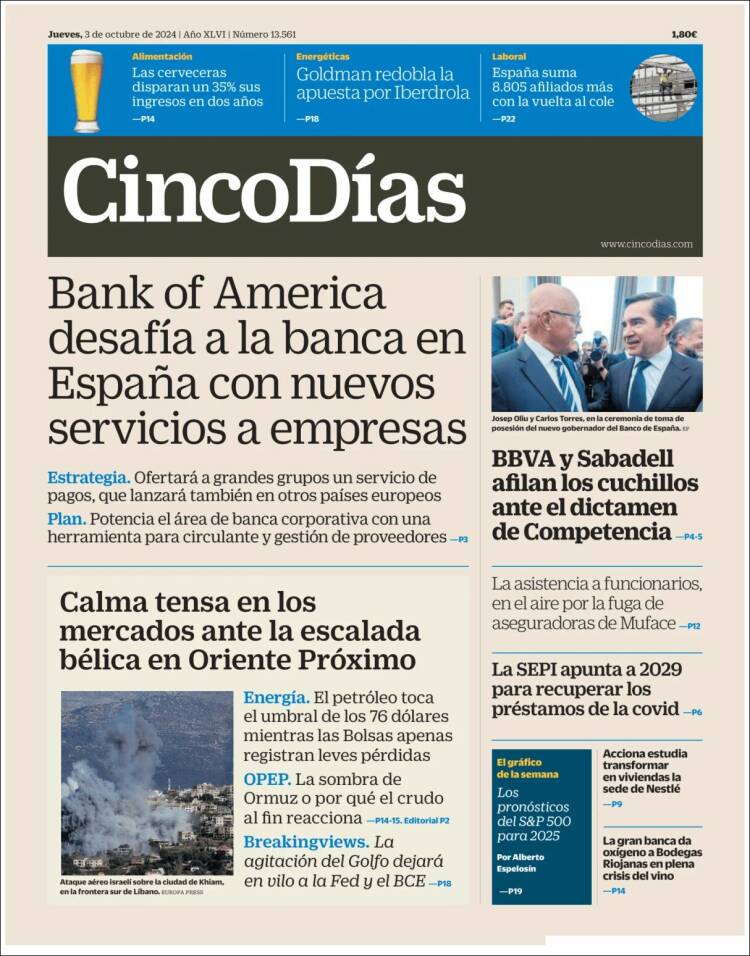 Portada de Cinco Días (España)