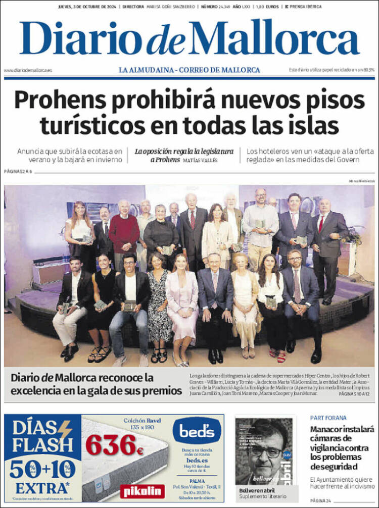 Portada de Diario de Mallorca (España)